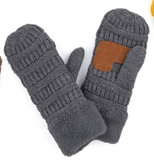 CC Knitted Mittens - Black, Charcoal, Ivory, Taupe