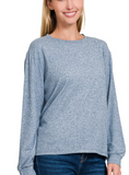Hacci Round Neck Long Sleeve Shirt - Multiple Colors (S-3X)