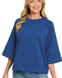 3/4 Sleeve Slick Pullover - Light Navy, Ash Jade or Dark Olive (S/M, L/XL)