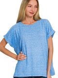 Hacci Melange Round Neck Short Sleeve Tee - Multiple Colors (S-L)