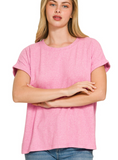 Hacci Melange Round Neck Short Sleeve Tee - Multiple Colors (S-L)