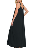 V-Neck Maxi Dress - Black (S-L)