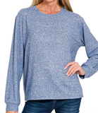 Hacci Round Neck Long Sleeve Shirt - Multiple Colors (S-3X)