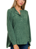 Brushed Hacci Henley Shirt (1X/2X - 2X/3X)