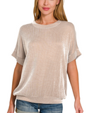 Ribbed Short Sleeve Shirt - Mocha or Lavender (S-L)