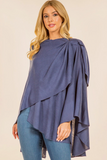 Drape Wrap Poncho - Navy or Denim Blue