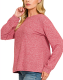 Hacci Round Neck Long Sleeve Shirt - Multiple Colors (S-3X)