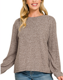 Hacci Round Neck Long Sleeve Shirt - Multiple Colors (S-3X)