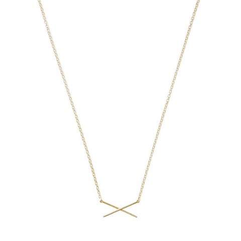 X Bar Necklace - Gold