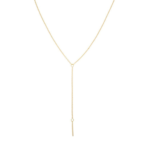 Whisper Thin Lariat Bar Necklace - Gold or Silver
