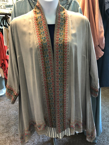 Gray Wash Dye Kimono - Plus (2X, 3X)