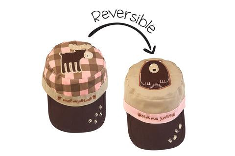 Pink Moose / Brown Bear - Reversible Kids Cap