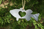 Bass Fish Steel Ornament with Heart