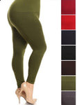 High Waist Non-Fleece-Lined Leggings (Multiple Colors) - One Size (10-20) Plus