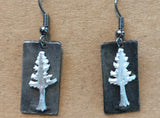 Pewter Pine Tree Earrings Copper