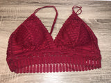 Geometric Lace Bralette (Ruby Red, Stone Blue or Cream)