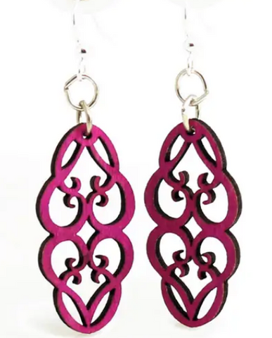 Heart in Vines Blossom Earrings - Fuschia