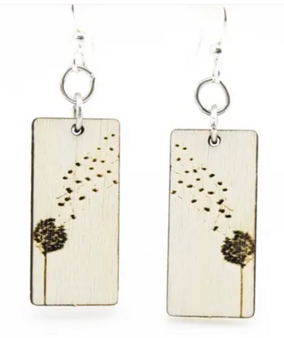 Dandelion Blossom Earrings - Natural Wood
