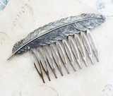 Big Feather Hair Comb - Silver or Rose Gold