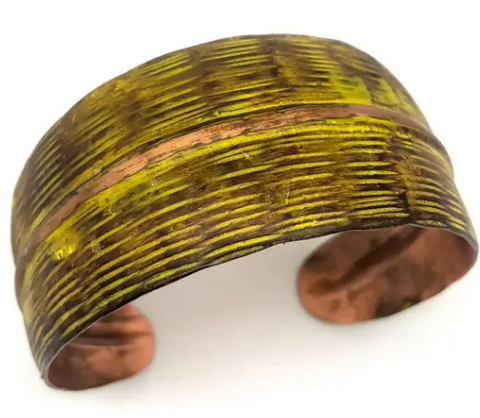 Hatchmark Copper Patina Bracelet