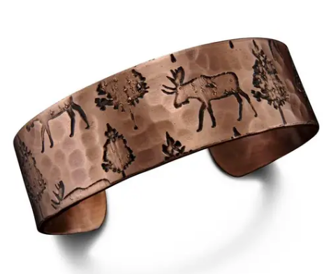 Forest Moose Engraved Cuff - Copper