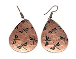 Dragonfly Copper Engraved Earrings