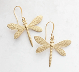 Dragonfly Earrings - Gold Brass