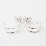 Fine Double Hoop Earrings - Silver
