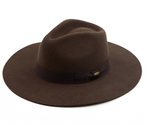 CC Wool Hat with Wide Strap Trim - Brown
