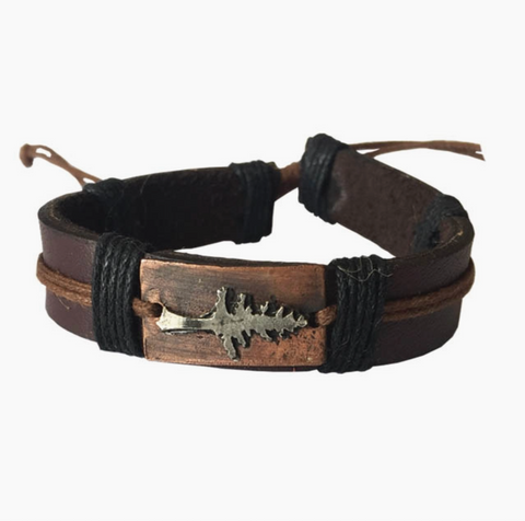 Leather Adjustable Tall Pine Bracelet