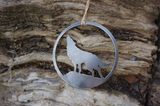 Wolf Howling At The Moon Steel Ornament