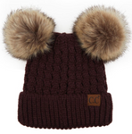 CC Adult Double Pom Cable Beanie (Multiple Colors)