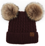 CC Adult Double Pom Cable Beanie (Multiple Colors)