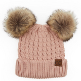 CC Adult Double Pom Cable Beanie (Multiple Colors)