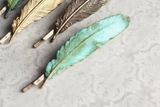 Verdigris Patina Feather Hair Pin (Green)