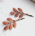 Pair of Rose Copper Leaf Bobby Pins