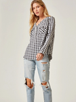 Gingham Roll-Sleeve Top