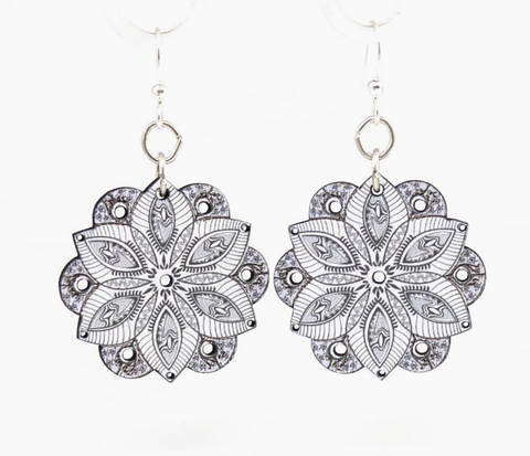 Black and White Lace Wood Earrings