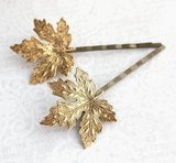 Copper Maple Leaf Bobby Pins - Set of 2 (Multiple Colors)