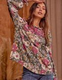 Floral Embroidered Blouse (2X, 3X)