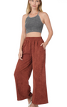 Wide Leg Corduroy Pants (M) - Dark Rust
