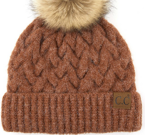 Chunky Cable Patterned Beanie (Multiple Colors)