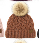 Chunky Cable Patterned Beanie (Multiple Colors)