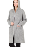 Hooded Open Front Cardigan (Multiple Colors) (3X)