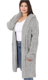 Hooded Open Front Cardigan (Multiple Colors) (L, 2X, 3X)