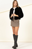 Faux Fur Open Front Jacket (S-L) - Black