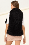 Faux Fur Open Vest (S-L) - Black