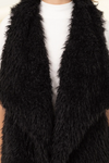Faux Fur Open Vest (S-L) - Black