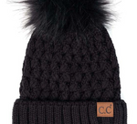 CC Lattice Beanie with Pom (Multiple Colors)