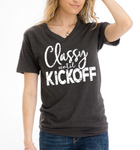 Classy Until Kickoff V-Neck Tee - Charcoal - S-XL